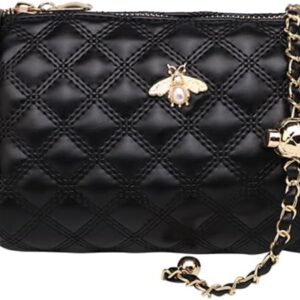 Hanbella Quilted Leather Crossbody Purse for Women - Stylish and Practical Shoulder Bag with Gold Chain Strap