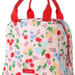 ban.do Cooler Lunch Bag for Adults, Insulated Bag with Zipper & Pocket, Soft Sided Lunch Tote, Cute Portable Lunch Bag, Flowers and Fruit