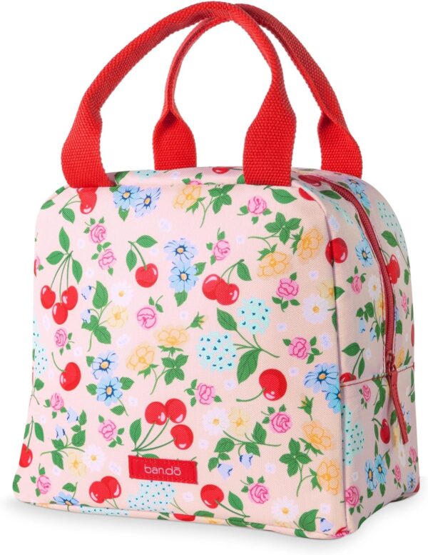 ban.do Cooler Lunch Bag for Adults, Insulated Bag with Zipper & Pocket, Soft Sided Lunch Tote, Cute Portable Lunch Bag, Flowers and Fruit